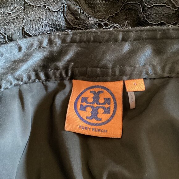 Tory Burch Black Lace A-Line Skirt Size 6 With Pleats & Double‎ Buttons - Picture 2 of 7